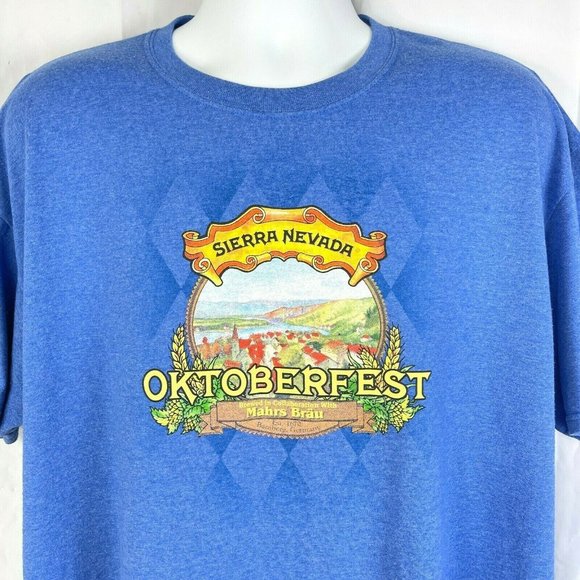 Sierra Nevada Oktoberfest Mahrs Brau T-Shirt XL Mens 2016 Oop Beer Brewery Blue - Picture 1 of 3